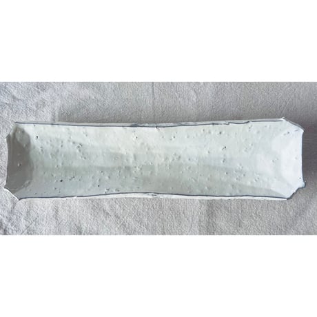 T−122 辻村史朗　粉吹長皿　共箱付　Shiro Tsujimura Kofuki Rectangular Plate