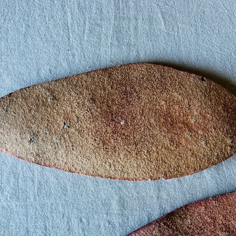 O−40 大平新五　信楽葉皿五枚組　　Shingo Ohira – Set of Five Shigaraki Leaf Plates
