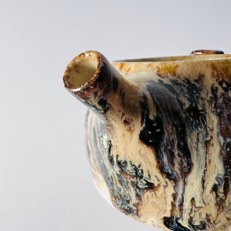 TNー44 谷井直人　黒流銀彩ポット　Naoto Tanii Black Flow Silver Glaze Pot