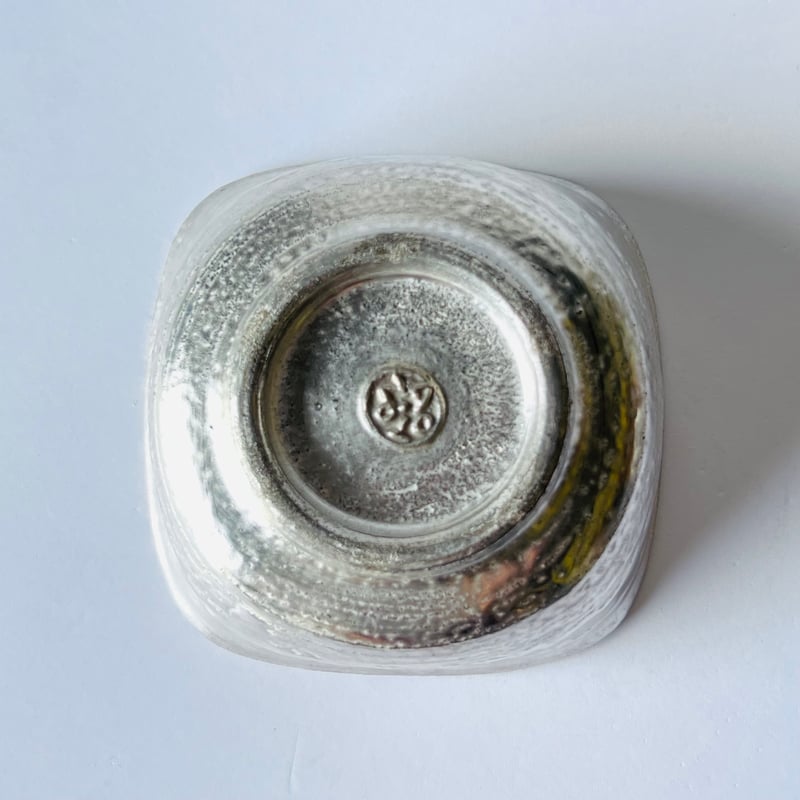 TN−112 谷井直人 銀彩ビードロ四方皿 Naoto Tanii Silver Glaze