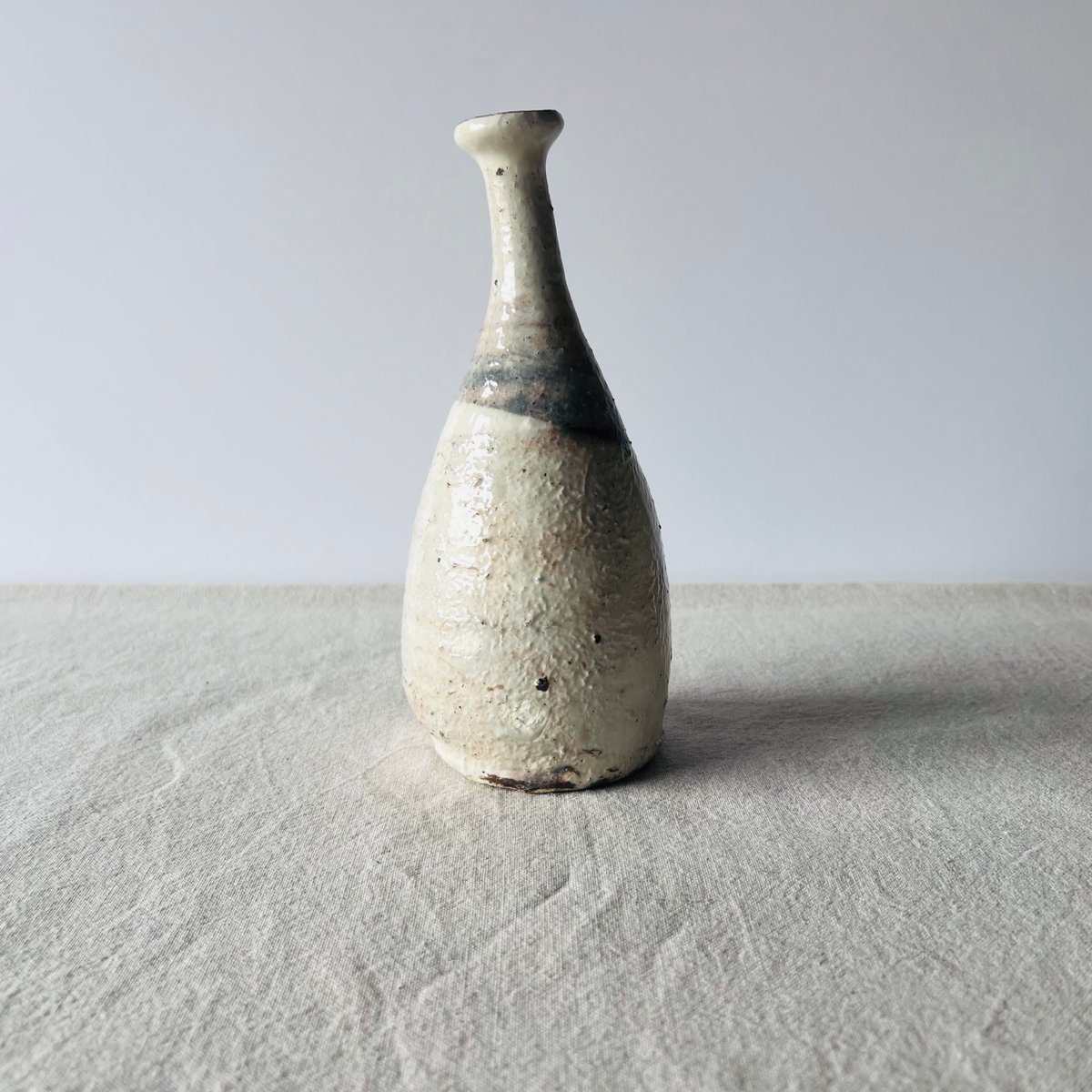 T−128 辻村史朗 粉吹つる首花入 共箱付 Shiro Tsujimura Kohiki C