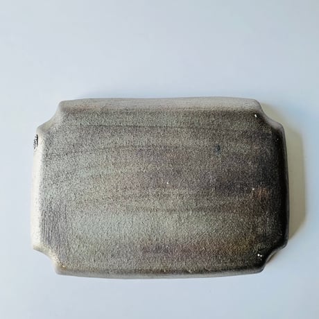 TN−36 谷井直人　銀彩ビードロ隅切り四角皿　TN-36 Naoto Tanii Silver-glazed Vidro square plate with cut corners