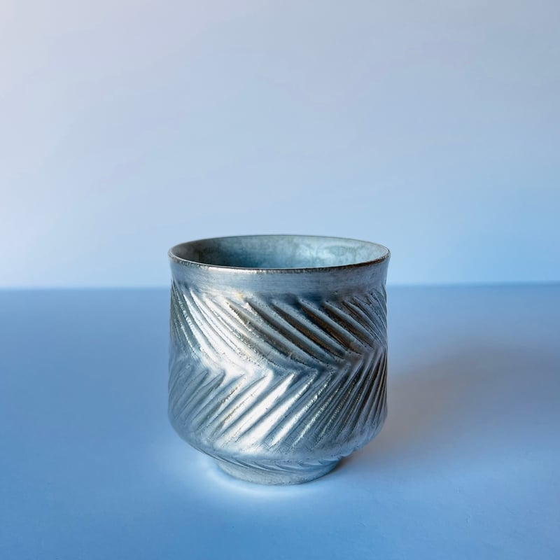 TNｰ90 谷井直人 銀彩しのぎビードロマグカップ Silver-Glazed Shinogi