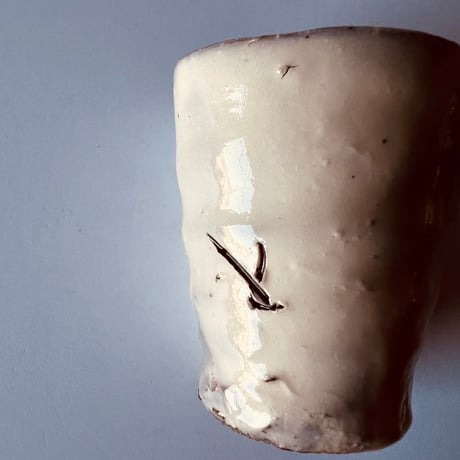 Tー87 辻村史朗　粉吹ぐい呑　共箱有　Shiro Tsujimura Powdered Sake Cup
