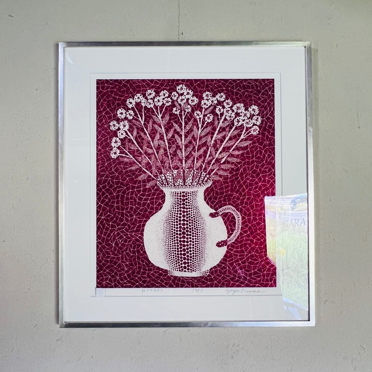 Kー1 草間彌生 「FLOWERS（花）」シルクスクリーン（ラメ）Yayoi