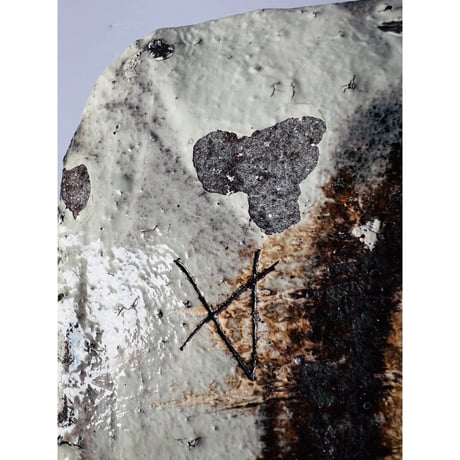 Tｰ65 辻村史朗　粉引き角皿大　共箱有　Shiro Tsujimura  Powdered square plate