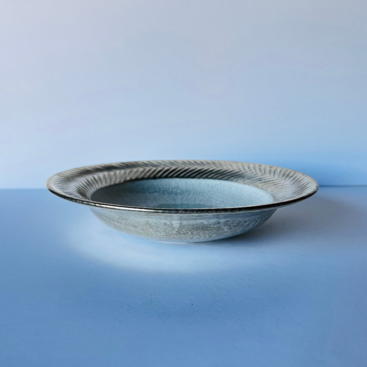 TN−104 谷井直人 銀彩しのぎリム皿 Silver-Glazed Shinogi Bido