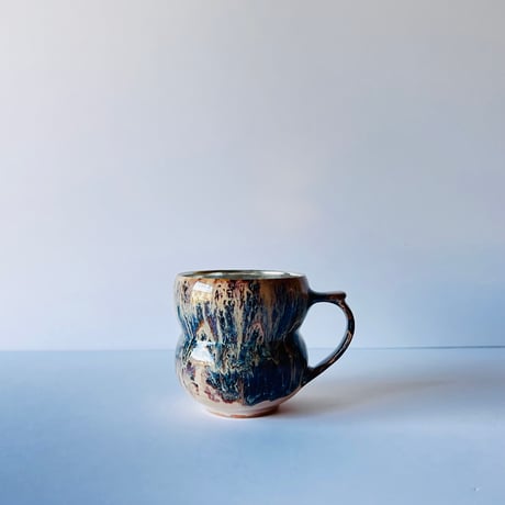TNｰ85 谷井直人　銀彩黒流マグカップ　Silver-Glazed Black Drip Mug