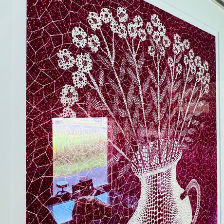 Kー1 草間彌生　「FLOWERS（花）」シルクスクリーン（ラメ）Yayoi Kusama “FLOWERS” (Silkscreen with Glitter)