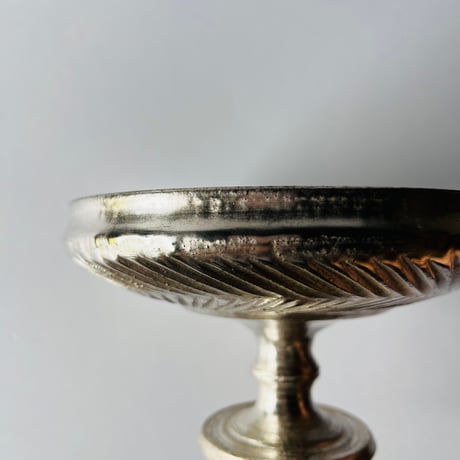 TNー50 谷井直人　銀彩ビードロコンポート皿　Naoto Tanii, Silver-glazed Vidro Compote Dish