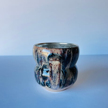 TNｰ85 谷井直人　銀彩黒流マグカップ　Silver-Glazed Black Drip Mug
