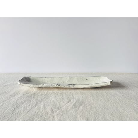 T−123 辻村史朗　粉吹長皿　共箱付　Shiro Tsujimura Kofuki Rectangular Plate