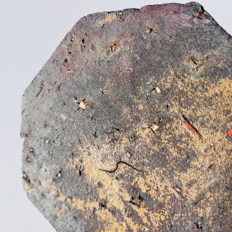T−127 辻村史朗　焼き締め八角皿　共箱付　Shiro Tsujimura Yakishime Octagonal Plate