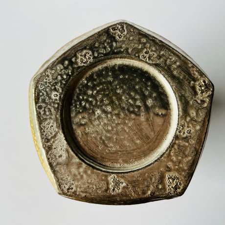 TN−27 谷井直人　銀彩経筒形花入れ　ビードロしのぎ　TN-27 Naoto Tanii, Silver-colored cylindrical flower vase, Vidro Shinogi