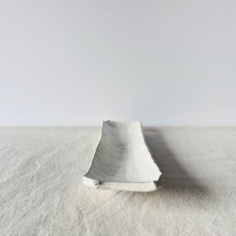 T−122 辻村史朗　粉吹長皿　共箱付　Shiro Tsujimura Kofuki Rectangular Plate