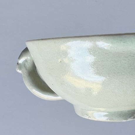 Sー15 鈴木大弓　白磁耳付豆鉢　HIroyumi Suzuki  White Porcelain Ear-Handled Bowl