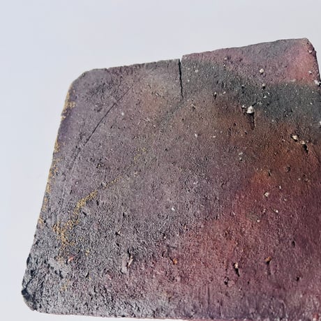 T−125 辻村史朗　焼き締め四方皿　共箱付　Shiro Tsujimura Yakishime Square Plate