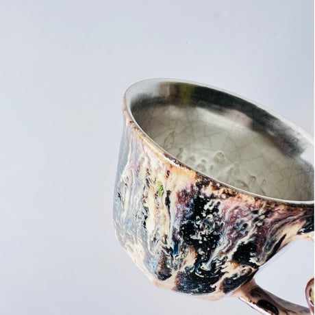 TNー53 谷井直人　黒流銀彩マグカップ　Naoto Tanii Black Flow Silver Mug