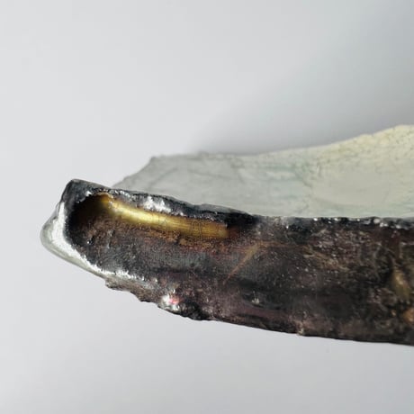 TN−19 谷井直人　銀彩ビードロ四方皿　Naoto Tanii, Silver-glazed Vidro square plate