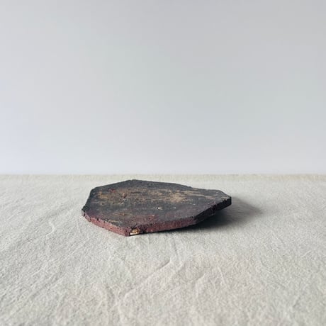 T−127 辻村史朗　焼き締め八角皿　共箱付　Shiro Tsujimura Yakishime Octagonal Plate