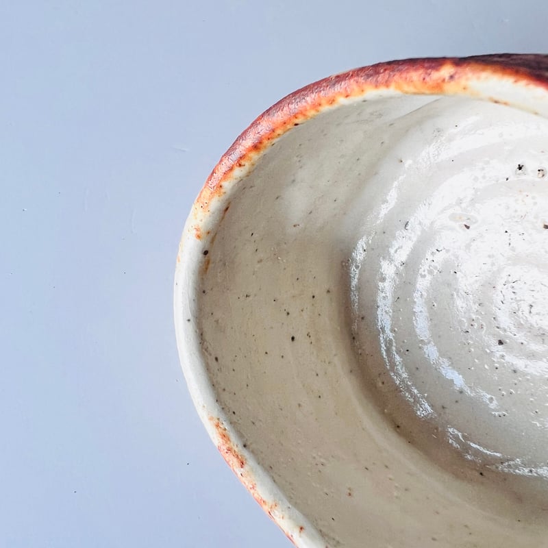 T-72辻村史朗 志野茶碗 共箱有 Shiro Tsujimura Shino tea bow