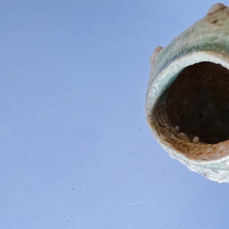 Tｰ53 辻村史朗　伊賀蹲掛花入　共箱有　Shiro Tsujimura Iga Uzukumaru Flower Vase