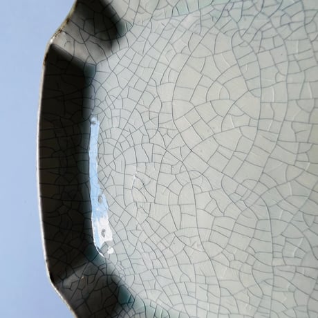 TN−36 谷井直人　銀彩ビードロ隅切り四角皿　TN-36 Naoto Tanii Silver-glazed Vidro square plate with cut corners