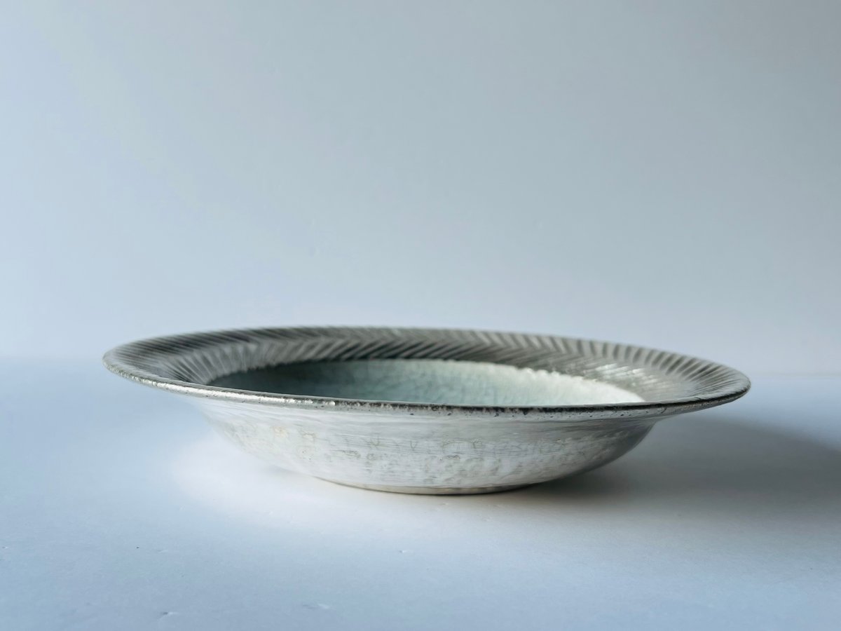 谷井直人 TNー67 谷井直人 銀彩ビードロしのぎリム皿大 Naoto Tanii – Silver-G