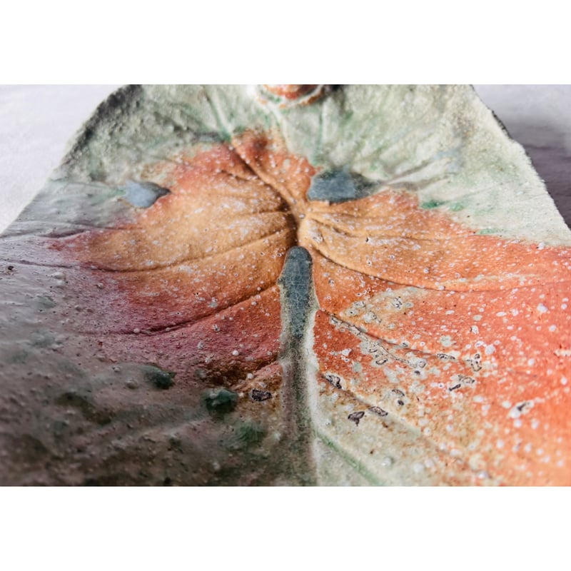 辻村史朗　伊賀　大皿 Tー116 辻村史朗 伊賀葉皿大 共箱付 Shiro Tsujimura Large Leaf