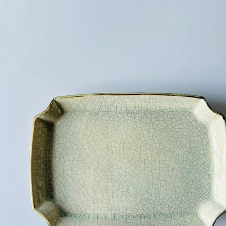 TN−36 谷井直人　銀彩ビードロ隅切り四角皿　TN-36 Naoto Tanii Silver-glazed Vidro square plate with cut corners