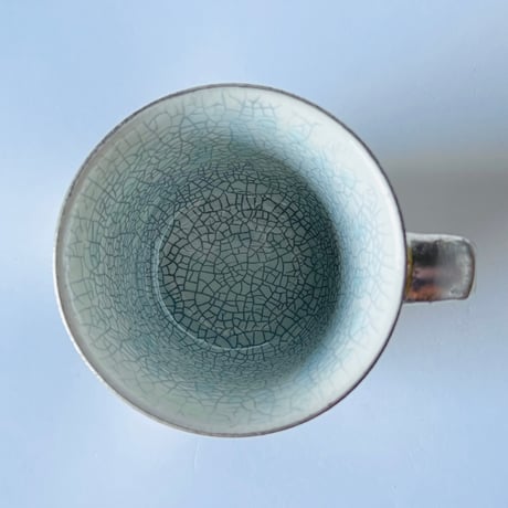 TN−119 谷井直人　銀彩青磁貫入マグカップ Naoto Tanii Silver Glaze Celadon Crackled Mug