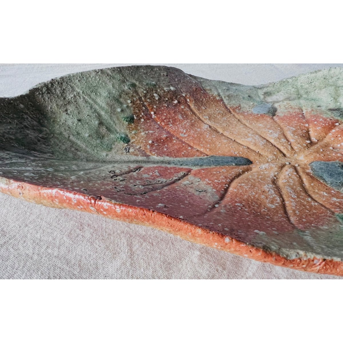 辻村史朗　伊賀　大皿 Tー116 辻村史朗 伊賀葉皿大 共箱付 Shiro Tsujimura Large Leaf
