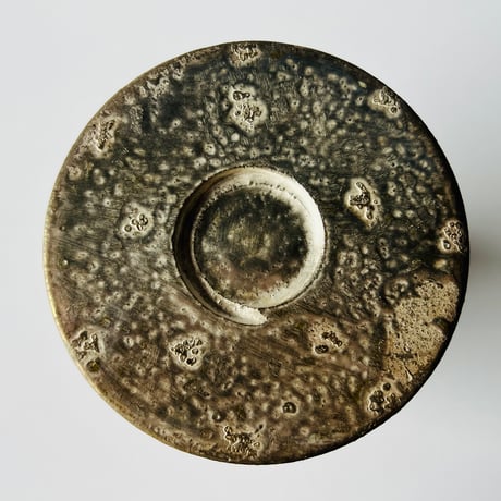 TNｰ29 谷井直人　銀彩経筒型形花入れ　ビードロ　TN-29 Naoto Tanii, Silver-colored cylindrical flower vase, Vidro