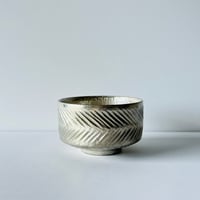 TN-105 谷井直人　総銀彩しのぎ茶碗　Naoto Tanii Full Full Silver Glaze Shinogi Tea Bowl