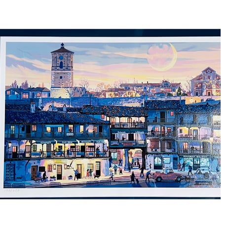 STー1  笹倉鉄平　「マヨール広場」　シルクスクリーン　Teppei Sasakura – “Plaza Mayor” Silkscreen