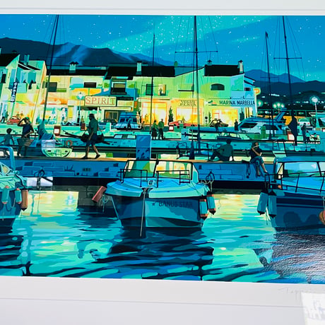 STー2  笹倉鉄平　「プエルトバヌス」シルクスクリーン　Teppei Sasakura – “Puerto Banús” Silkscreen