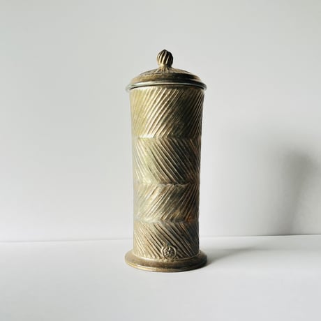 TN−30 谷井直人　銀彩経筒形花入れビードロしのぎ　Naoto Tanii, Silver-colored Sutra Cylindrical Flower Vase, Vidro Shinogi