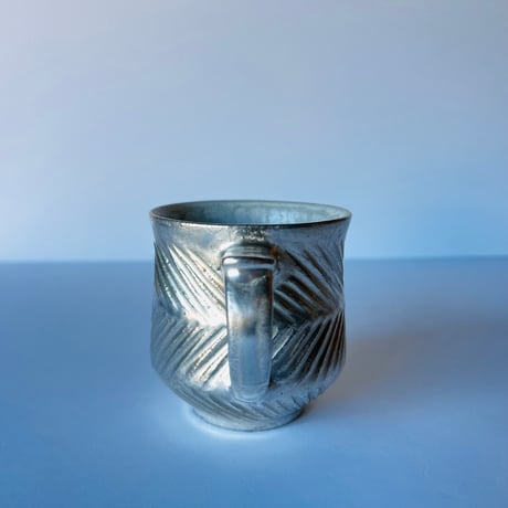 TNｰ91 谷井直人　銀彩しのぎビードロマグカップ　Silver-Glazed Shinogi Bidoro Mug