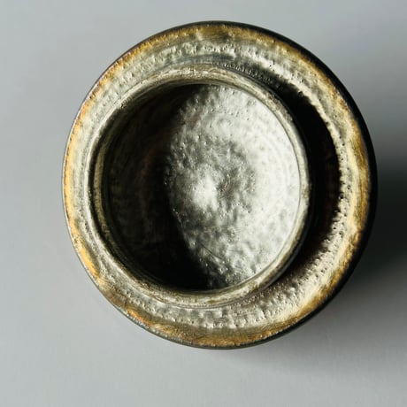 TNｰ29 谷井直人　銀彩経筒型形花入れ　ビードロ　TN-29 Naoto Tanii, Silver-colored cylindrical flower vase, Vidro