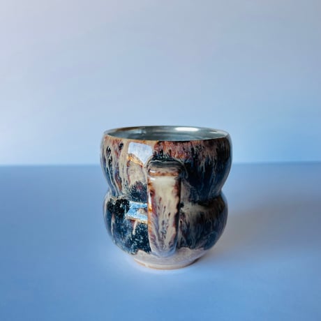 TNｰ86 谷井直人　銀彩黒流マグカップ　Silver-Glazed Black Drip Mug