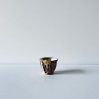 TN−127 谷井直人　銀彩黒流杯 Naoto Tanii Silver Glaze Black Flow Guinomi