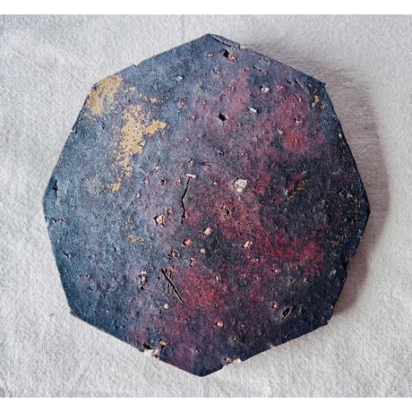 T−126 辻村史朗　焼き締め八角皿　共箱付　Shiro Tsujimura Yakishime Octagonal Plate