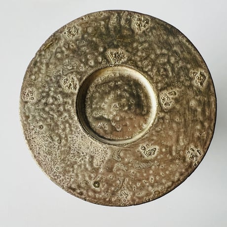 TN−30 谷井直人　銀彩経筒形花入れビードロしのぎ　Naoto Tanii, Silver-colored Sutra Cylindrical Flower Vase, Vidro Shinogi