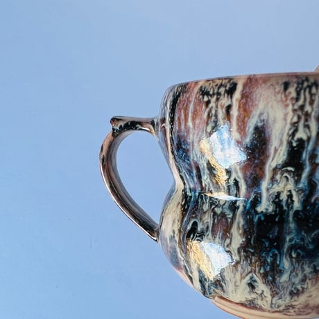 TNｰ85 谷井直人　銀彩黒流マグカップ　Silver-Glazed Black Drip Mug