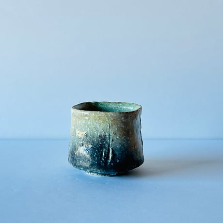 Fー22 古谷和也　伊賀角ぐい呑　共箱有　Kazuya Furutani Iga Square Guinomi with Tomobako