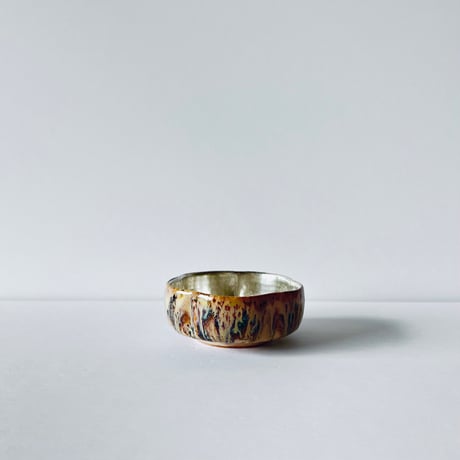 TN−122 谷井直人　銀彩黒流輪花小鉢 Naoto Tanii Silver Glaze Black Flow Rinka Bowl
