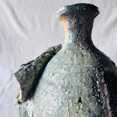 T−114　辻村史朗　伊賀花入　共箱付　Shiro Tsujimura Iga Flower Vase