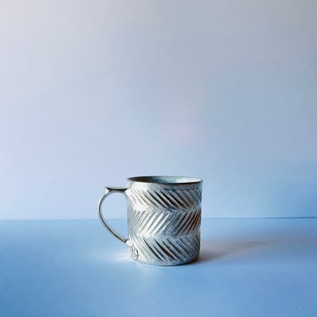 TNｰ89 谷井直人　銀彩しのぎビードロマグカップ　Silver-Glazed Shinogi Bidoro Mug