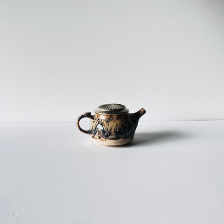 TNー44 谷井直人　黒流銀彩ポット　Naoto Tanii Black Flow Silver Glaze Pot