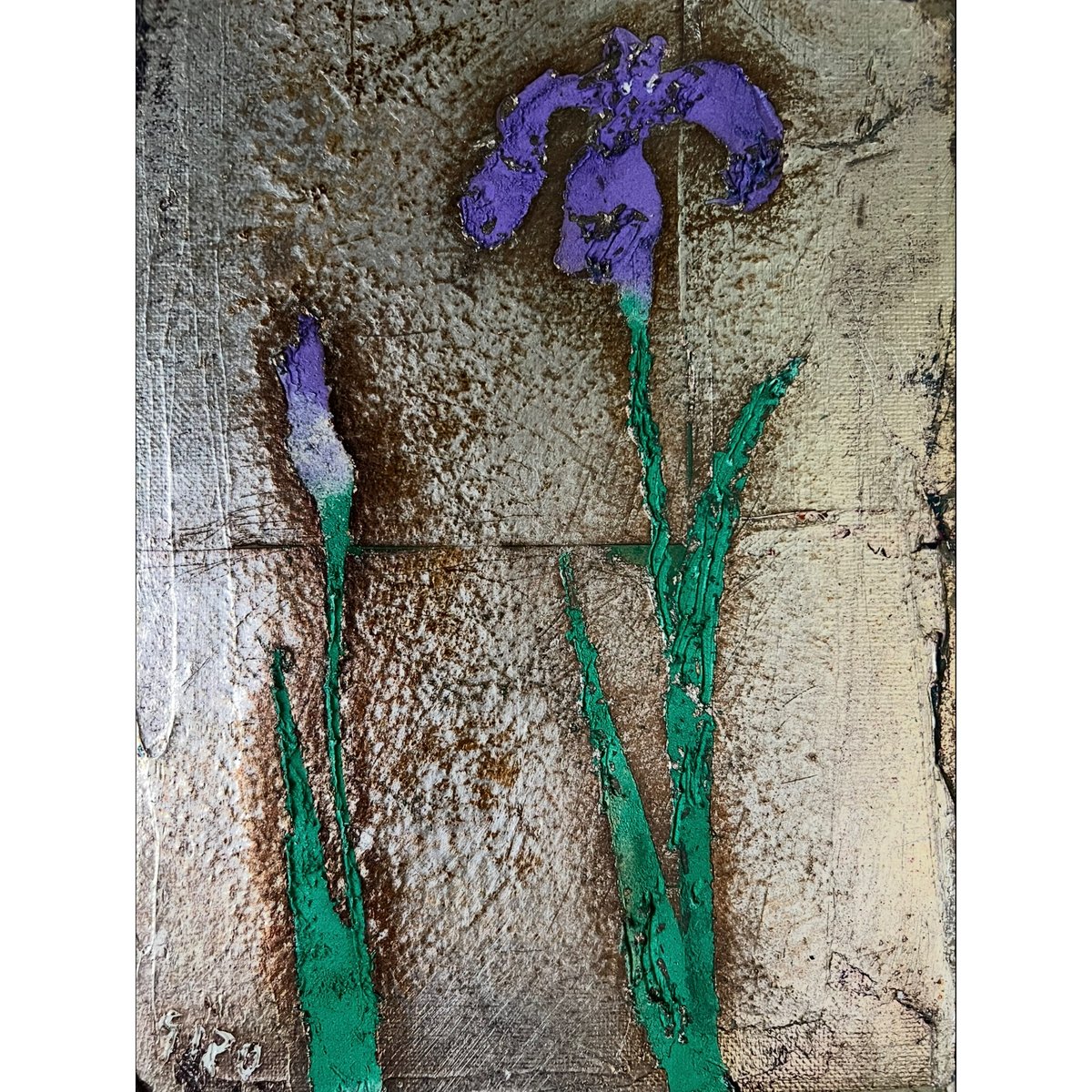 Tー75 辻村史朗 銀箔あやめ 四号 Shiro Tsujimura – Silver Foi